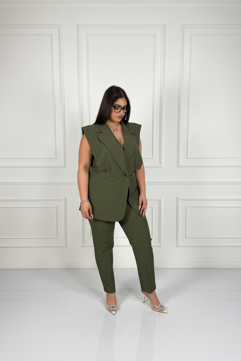 Tailleur verde boiserie